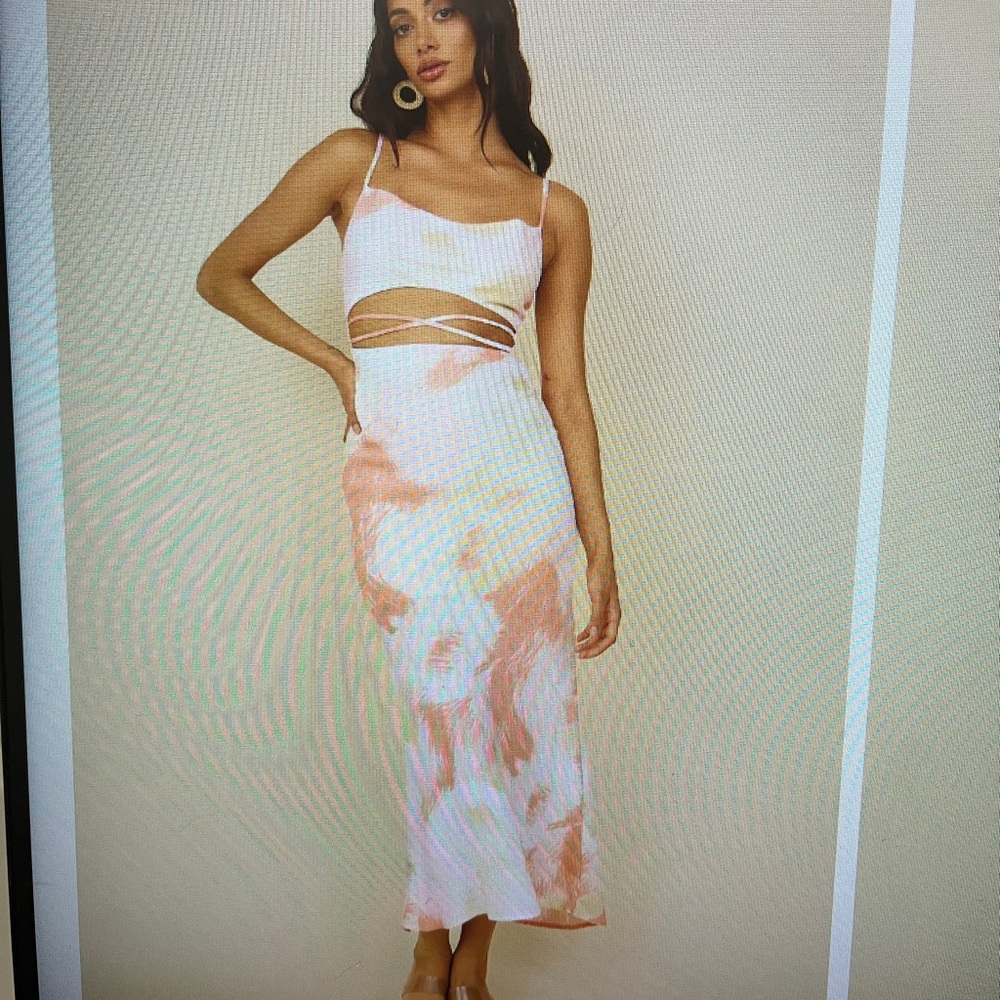 Water color Cutout Maxi Dress in Blush Peach